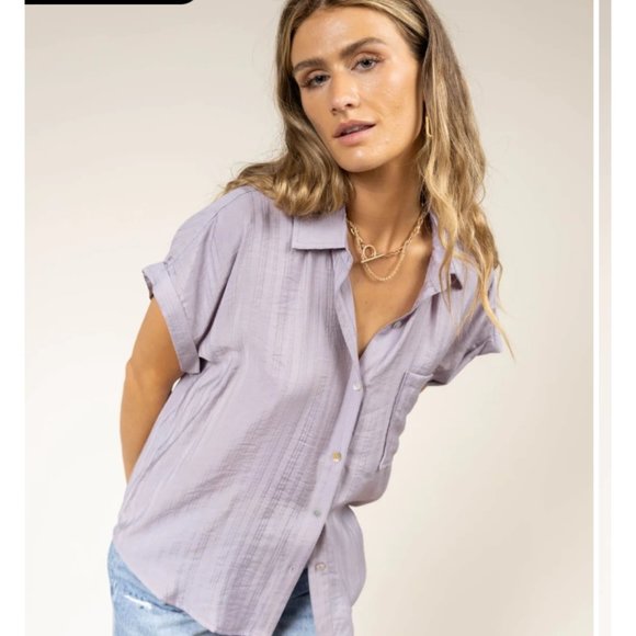 Ruby Button Down Top - Picture 2 of 4